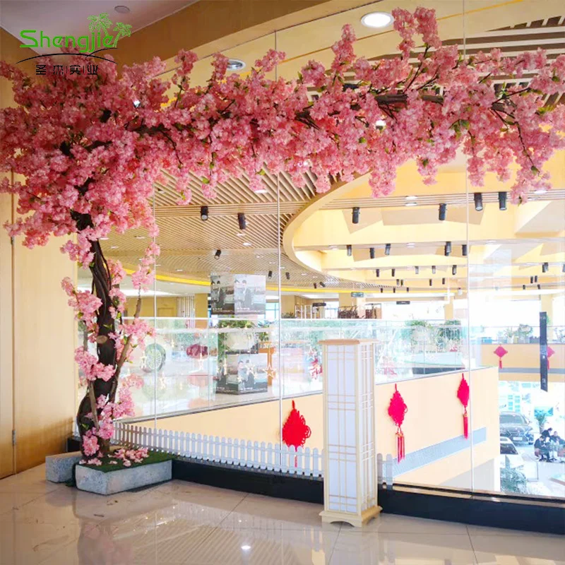 Wholesale cheap indoor wedding artificial cherry blossom arch tree white or pink flower arch tree