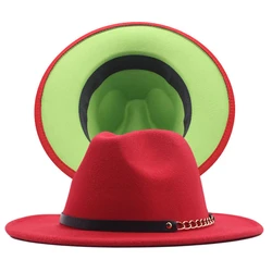 Wholesale Fedora Hats Women Wool Wide Brim Fedora 2 Two Tone Hats Fedora Men and Women