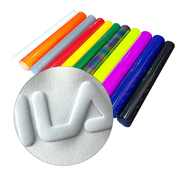 Vinyl Supplier Reusable Pu Iron On Textile Roll 3D Textil Htv Textiles 3D Puff Pu Puff Heat Transfer Vinyl Roll For Heat Press