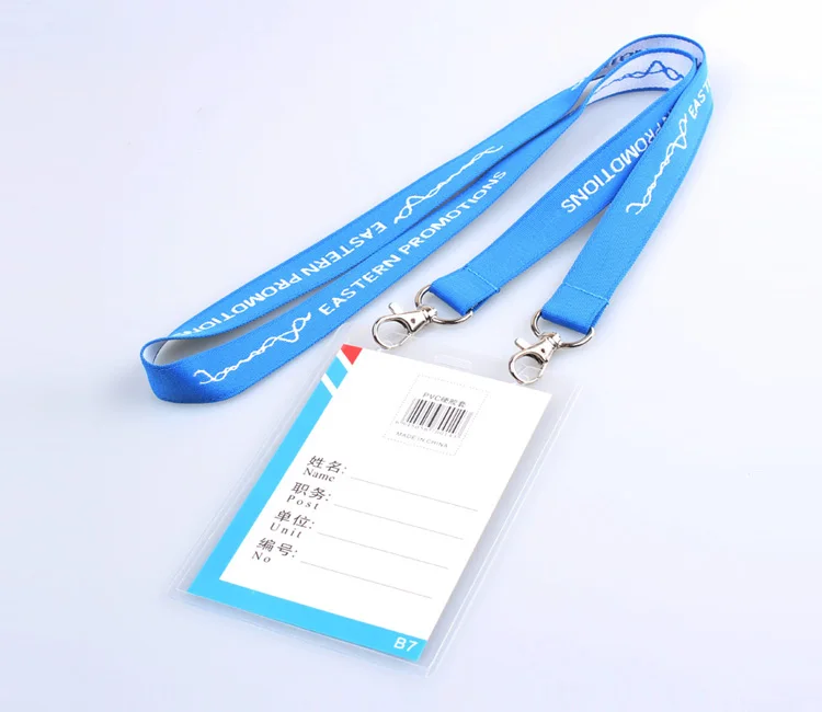 Badge id card holder lanyard,ID card lanyards with logo printing,double clip id card holder lanyard