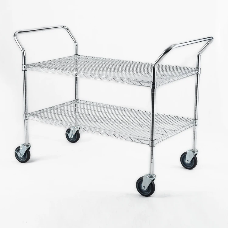 Kitchen Rack Restaurant Storage Rack Chrome Plated Wire Shelving with Wheels