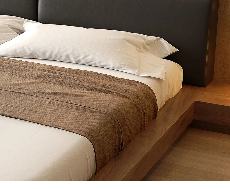 Factory custom northern modern minimalist tatami platform bed Nordic Japanese style floor double bed