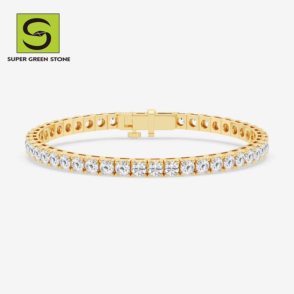 SuperGS SGSB002 Jewelry Couples Femme Horseshoe 18k Gold Plated Bracelets Women Girls Gift Hpht Lab Diamond Bangle Bracelet