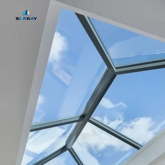 Aluminum alloy tempered fixed skylight for attic or top floor space Lighting intelligent sensor automatic skylight
