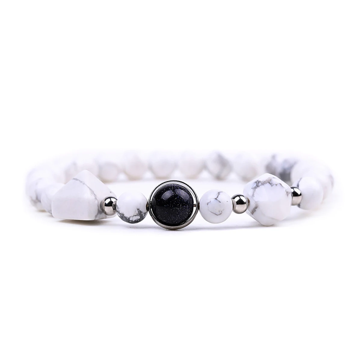 Natural Howlite Bead Charm Bracelet Adjustable Handmade Woven Gemstone Bracelet for Women Men Fashion Jewelry