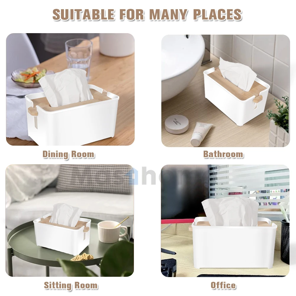 Masthome Wholesale OEM Eco Friendly Natural Square Custom Printed Tissue Box Napkin Holder Tissue Holder For Kitchen