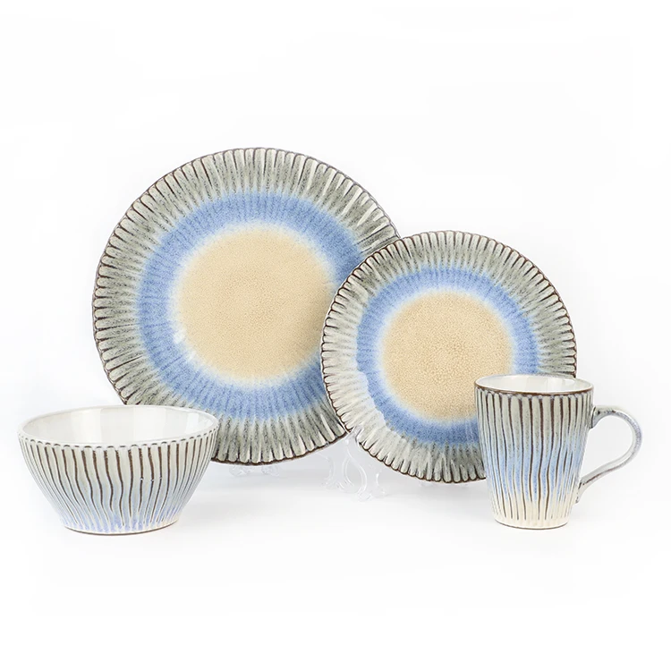 Dubai Wholesale European Style Market Catering Porcelain Dinnerware Sets,4pcs Stoneware Plates Set