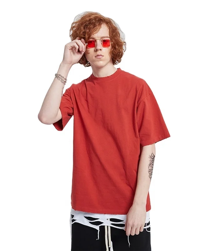 
2021 Wholesale Oversize Blank Tee Broken Neck New Fashion off shoulder graphic tee oversized 