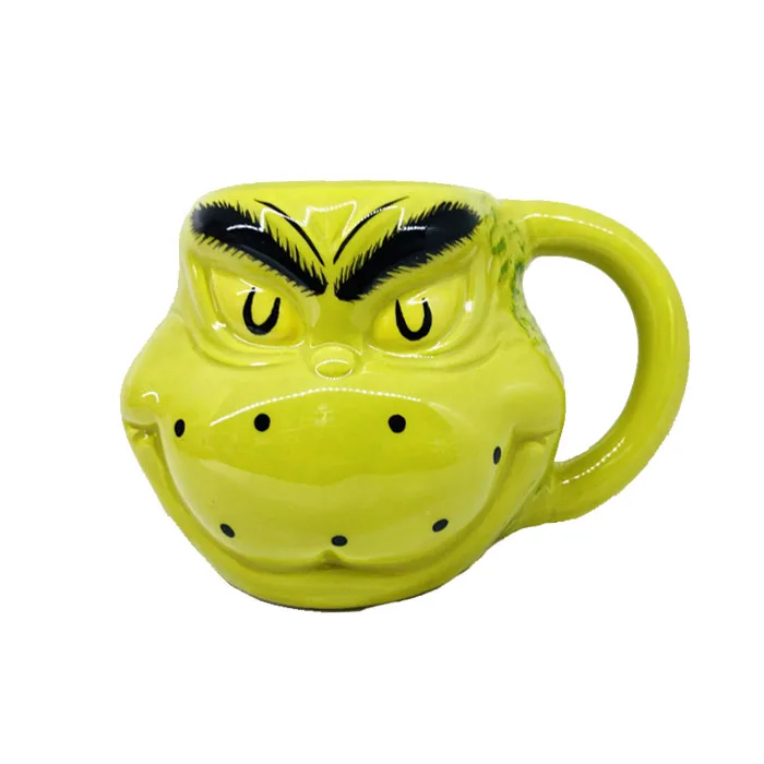 Dr. Seuss Grinch Sculpted Ceramic Anime Character  Souvenir Coffee Mug
