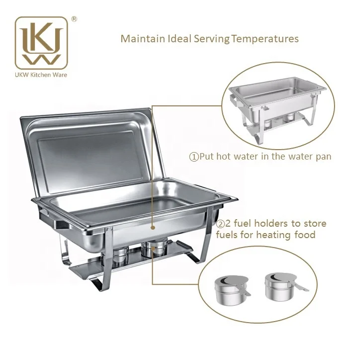 Top Selling Silver Catering Stainless Steel Serving Chefing Dish Food Warmer Chafing For Buffet