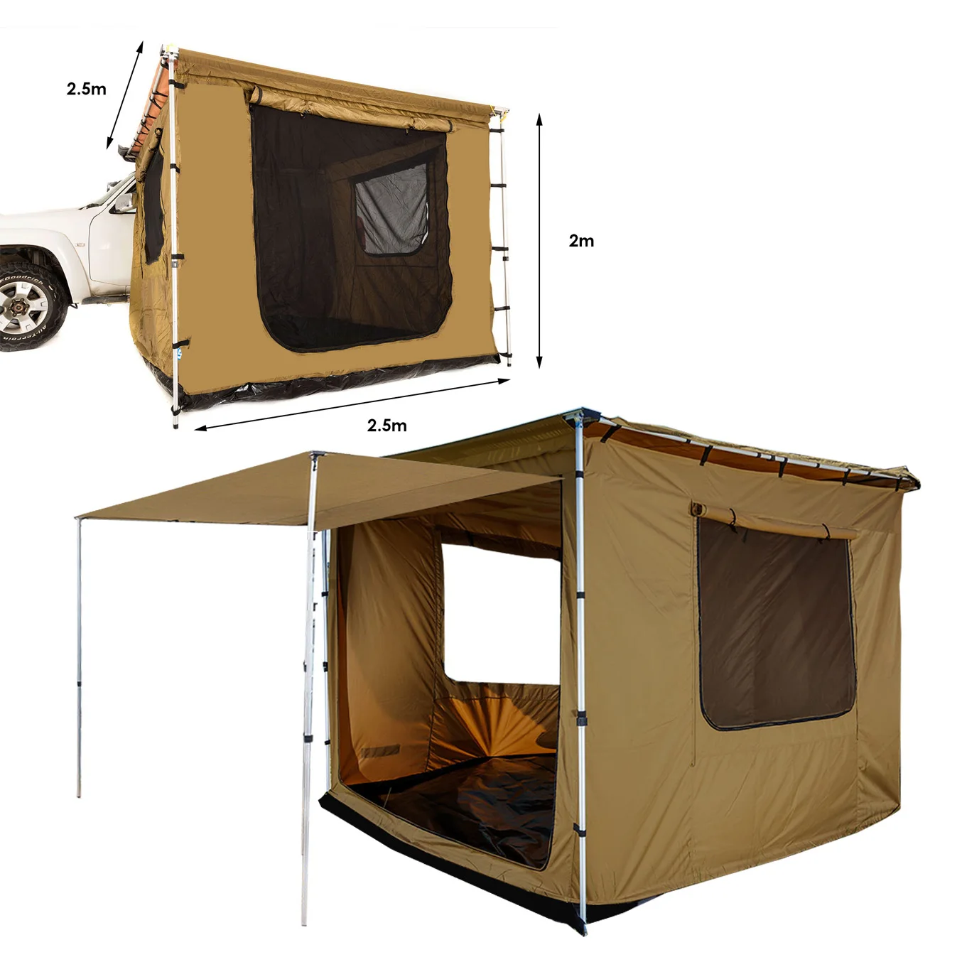 Waterproof Sun Shade Aluminum Pole Awning Room Sliding Outdoor Suv Auto Roof Tent