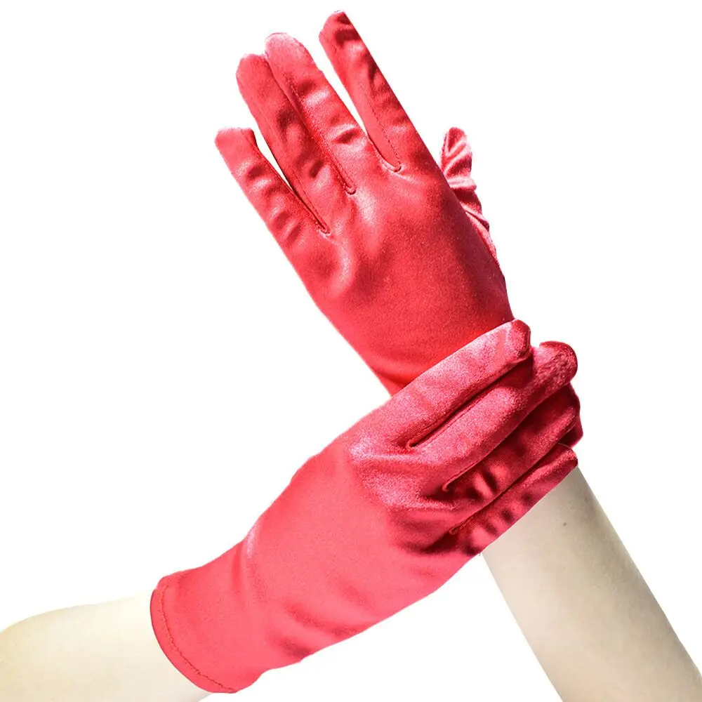 
Beautiful Wrist Length Short Satin Gloves 