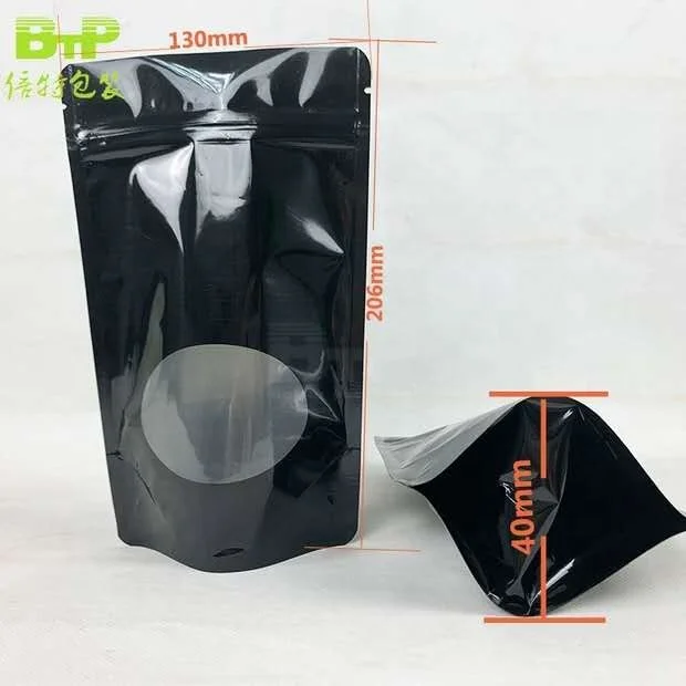 Food Grade Resealable Ziplock Stand up Pouch Waterproof bag with window for Dry Food Tea