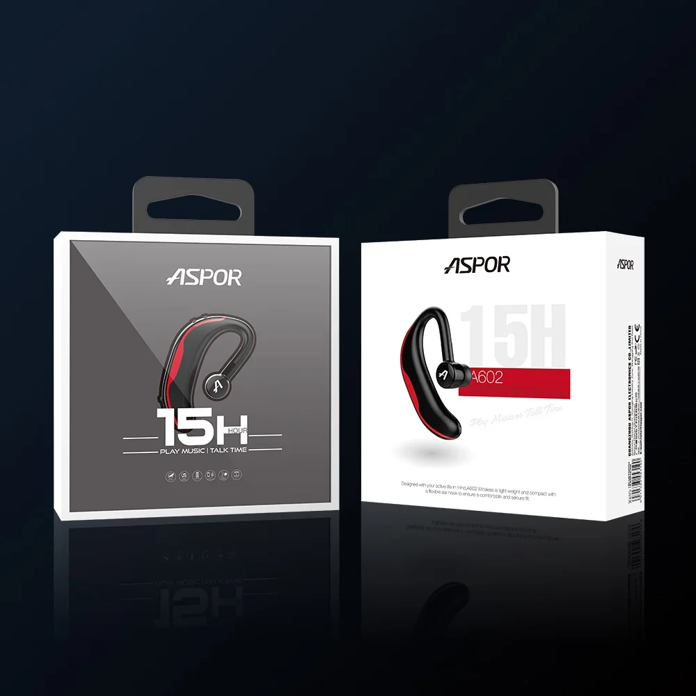 ASPOR IPX4 Waterproof Long Talkingtime and Standby Connect Two Phones BT Wireless Earphone