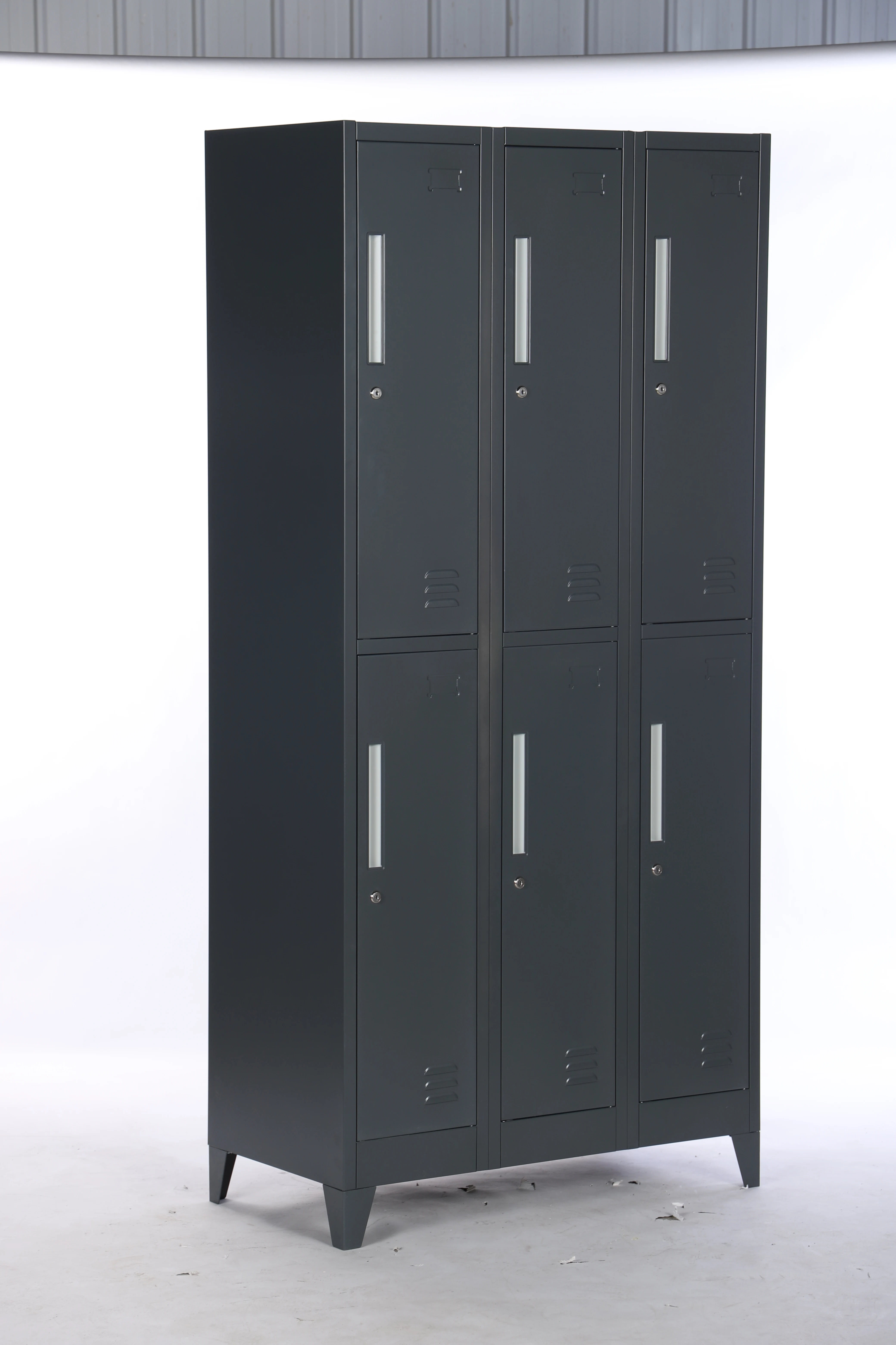 Standing Metal Locker Steel 6 door Lockers with Feet Storage Cabinet Gym Office School Factory Six Doors Clothes Wardrobe