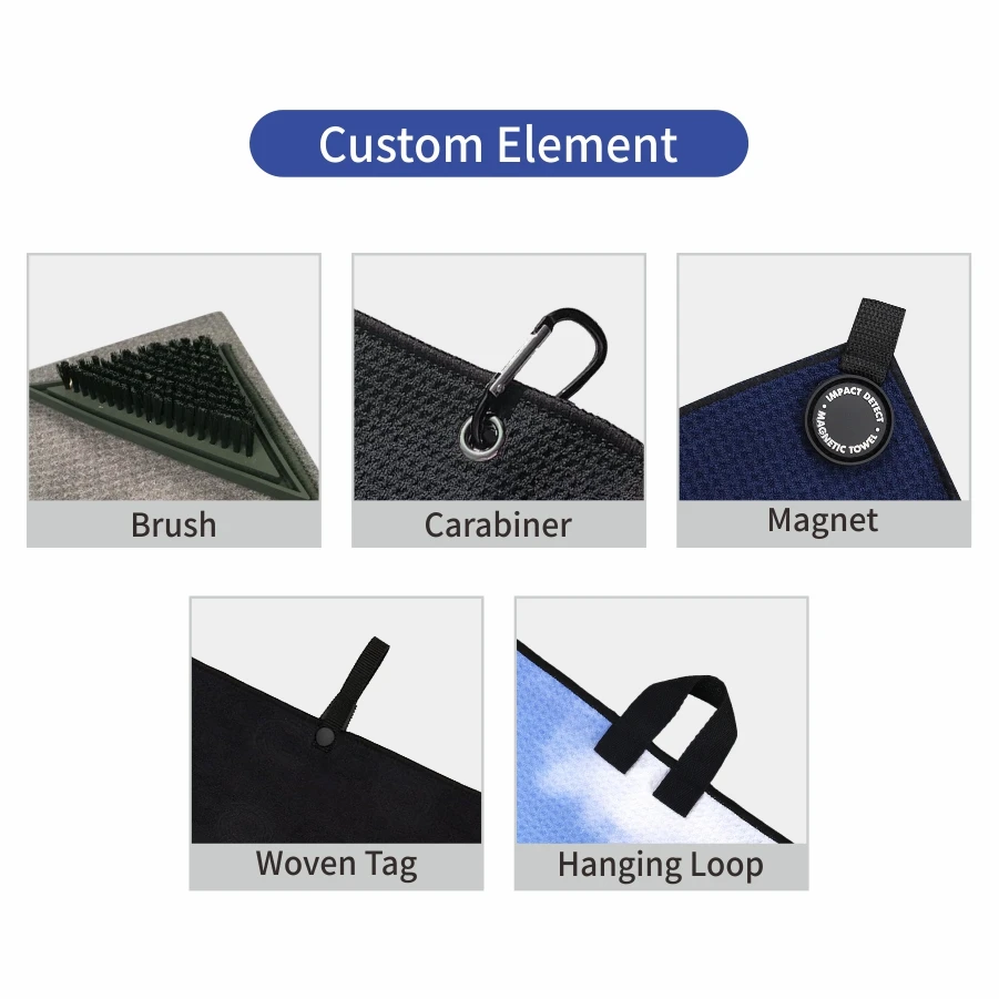 Customized Microfiber Waffle Magnetic Golf Towel Waffle Sublimation With Hook