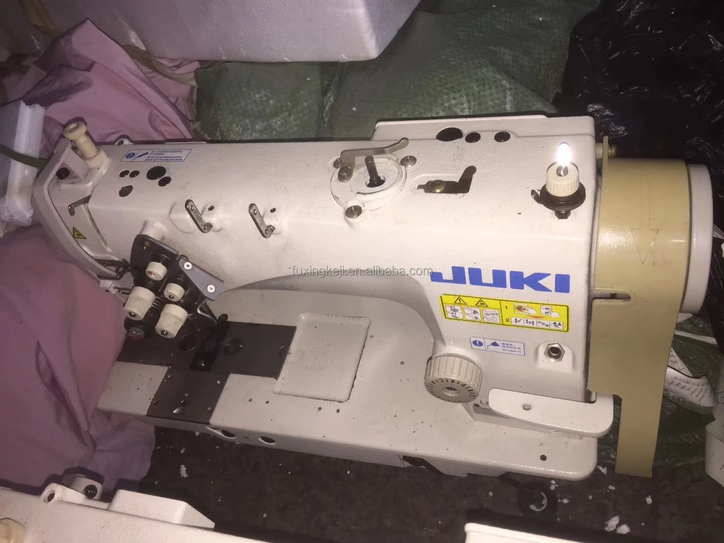 Used JUKIs LH-3528A Double Needle Semi-Dry Head Lockstitch Industrial Sewing Machine with Table