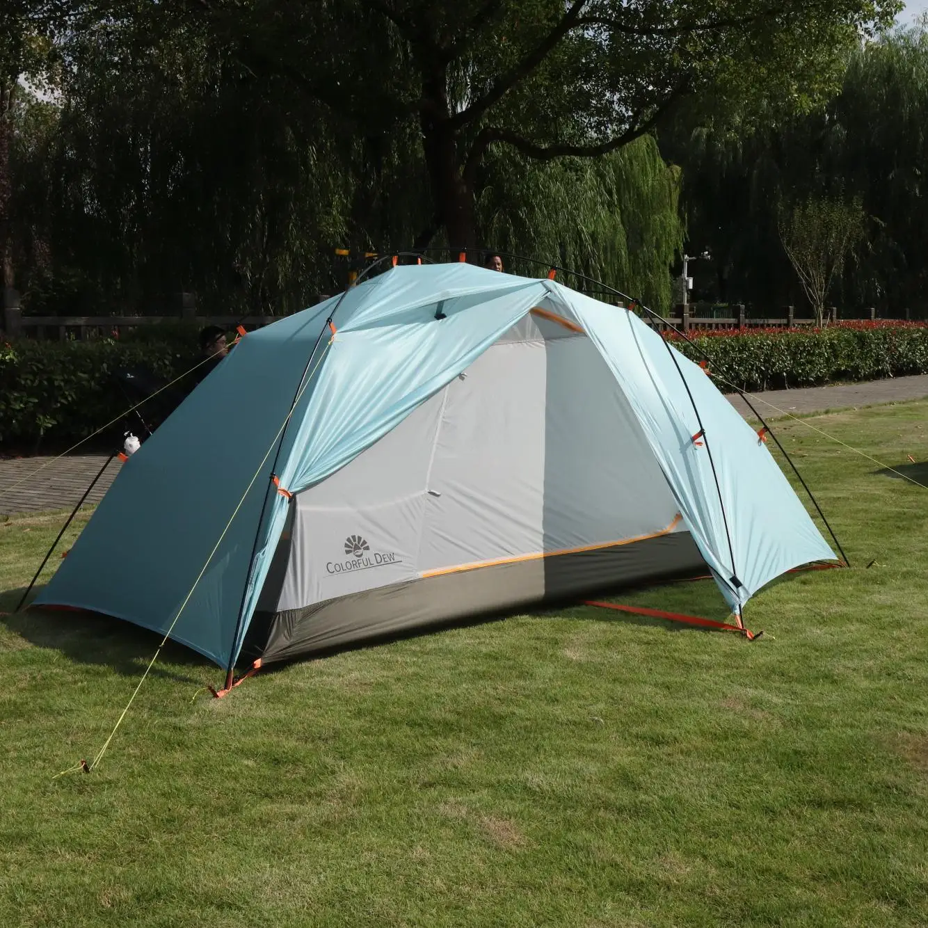 Colorful Dew Outdoor 3-Seasons Ultralight 2P Backpacking Camping Hiking Tent with Aluminum Poles