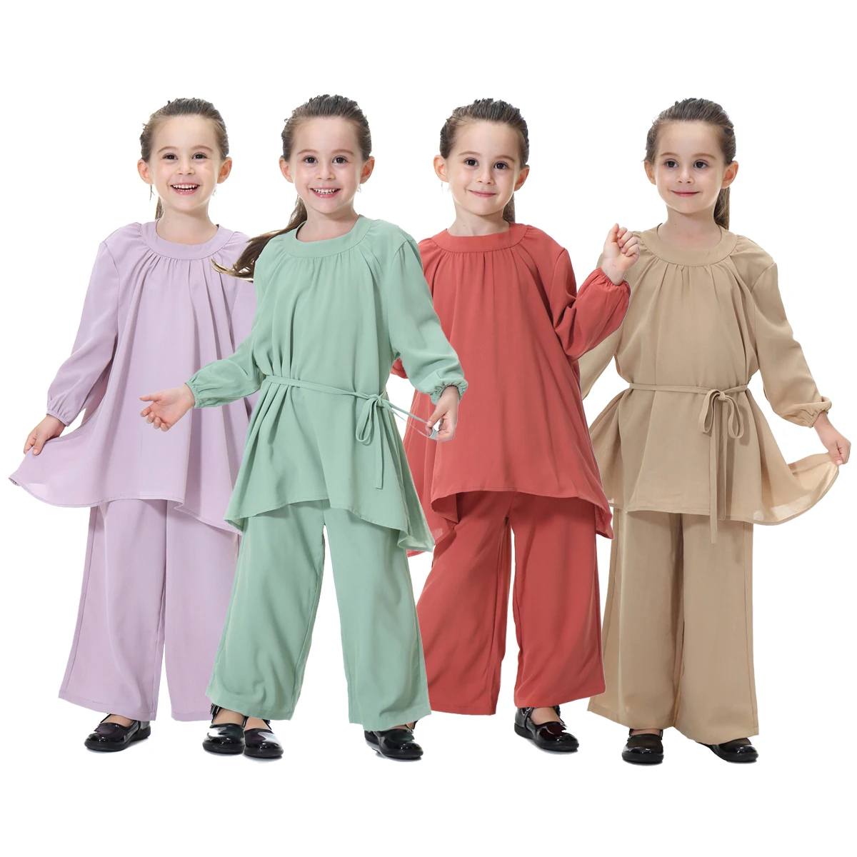 2022 best seller loose casual style cotton material kids clothing Southeast Asia Islamic two piece set children clothing