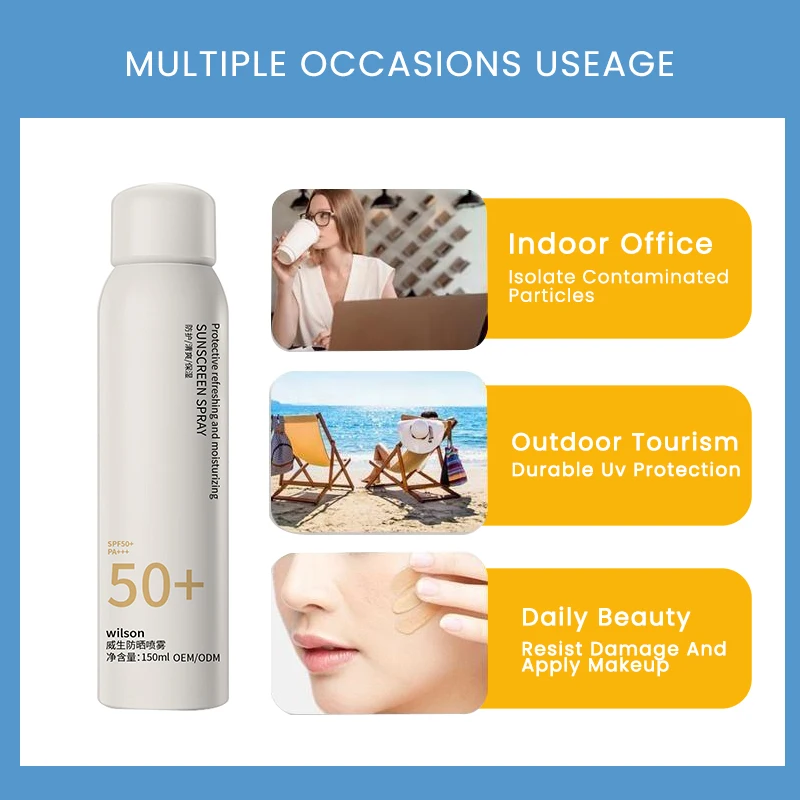 custom sunscreen Factory Lightweight Formula Water Resistant Broad SPF50 sunscreen tanning Spray