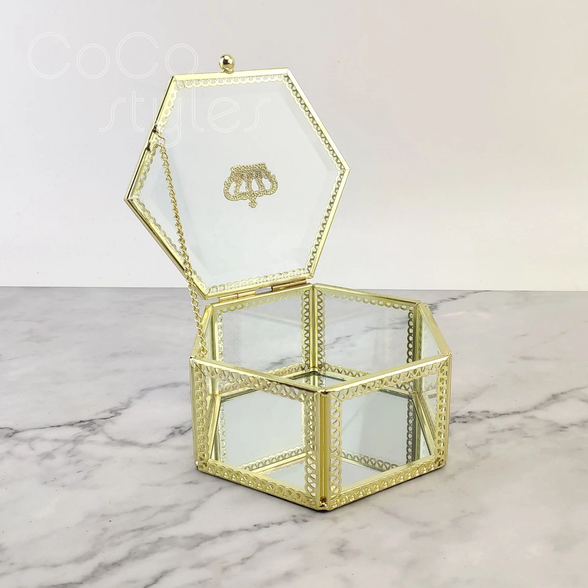 Cocostyles bespoke custom handmade gorgeous glass and brass storage box for makeup brush jewellery display bridesmaid gifts box