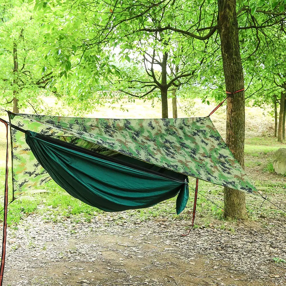 Lightweight Outdoor Nylon Parachute Portable Camping Sleeping Hammock with Mosquito Net and rain fly
