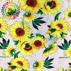 Вискозная ткань с принтом подсолнухов в сельском стиле
