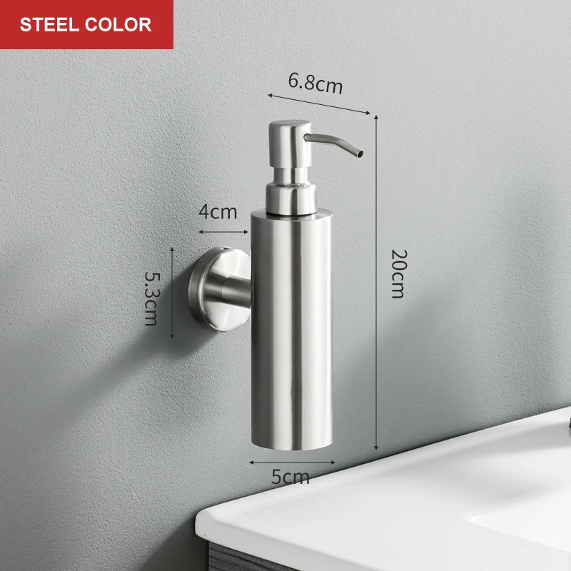 Wholesale Price 304 Stainless Steel Black Wall Mounted Liquid Soap Shampoo Dispenser for Toilet Bathroom