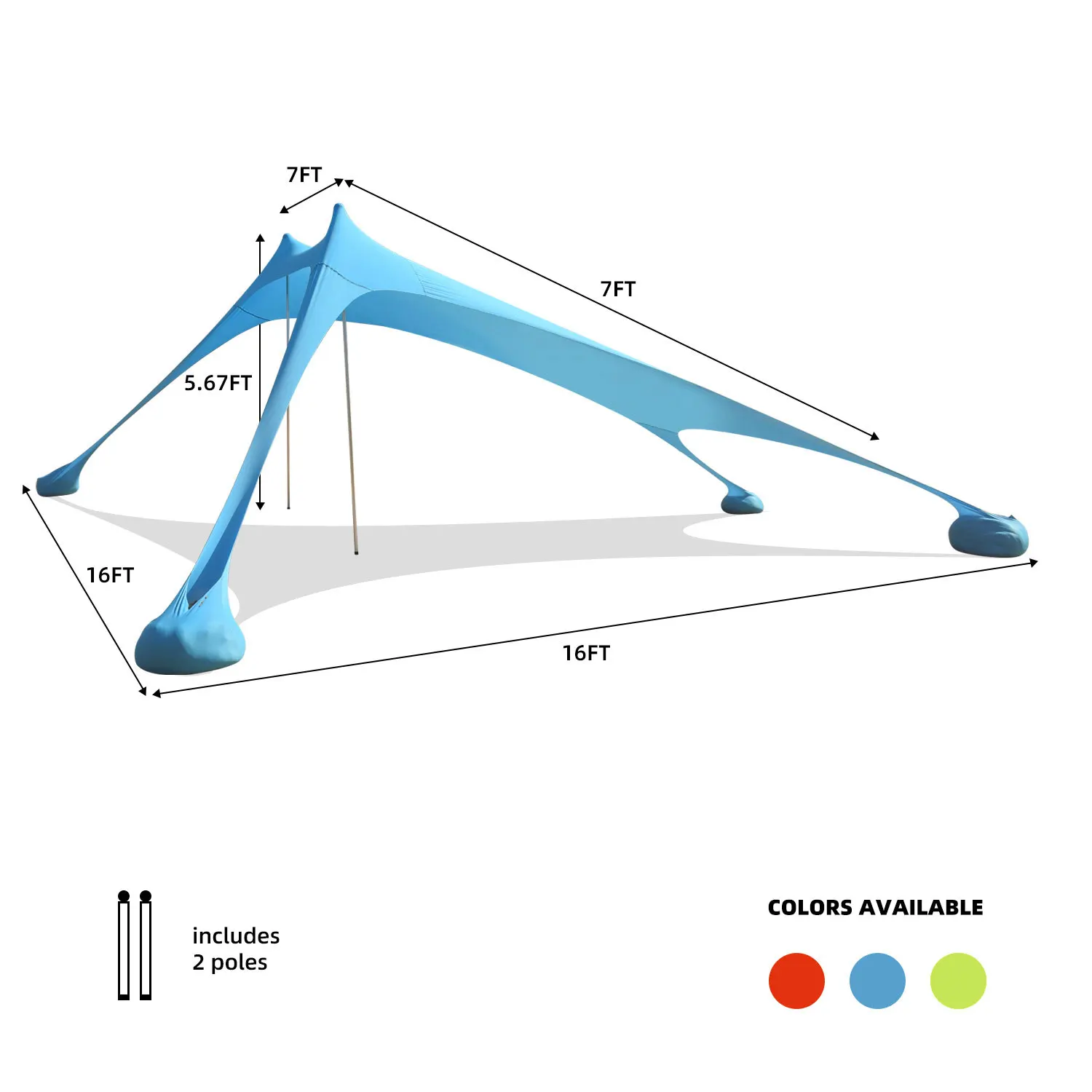 Beach Tent With Sand Anchor Portable Canopy Sun Shelter Pop-up Fabric Outdoor Sunshade Dome Glamping Tent