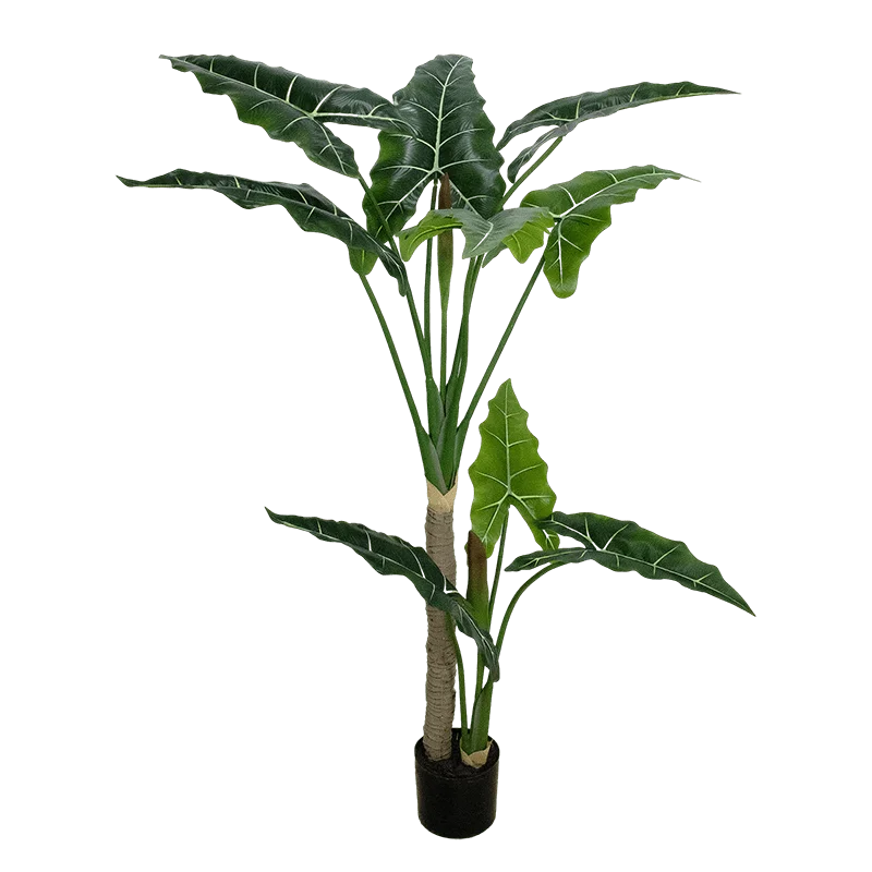 Senmasine Factory Green Plastic Bonsai Potted Plants Artificial Alocasia Tree for Indoor Home Decorative