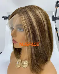 Raw Virgin Cuticle Aligned Human Hair Transparent Lace Frontal Piano Color HD Lace Front Wig With Baby Hair For Black Women Chinese Suppliers