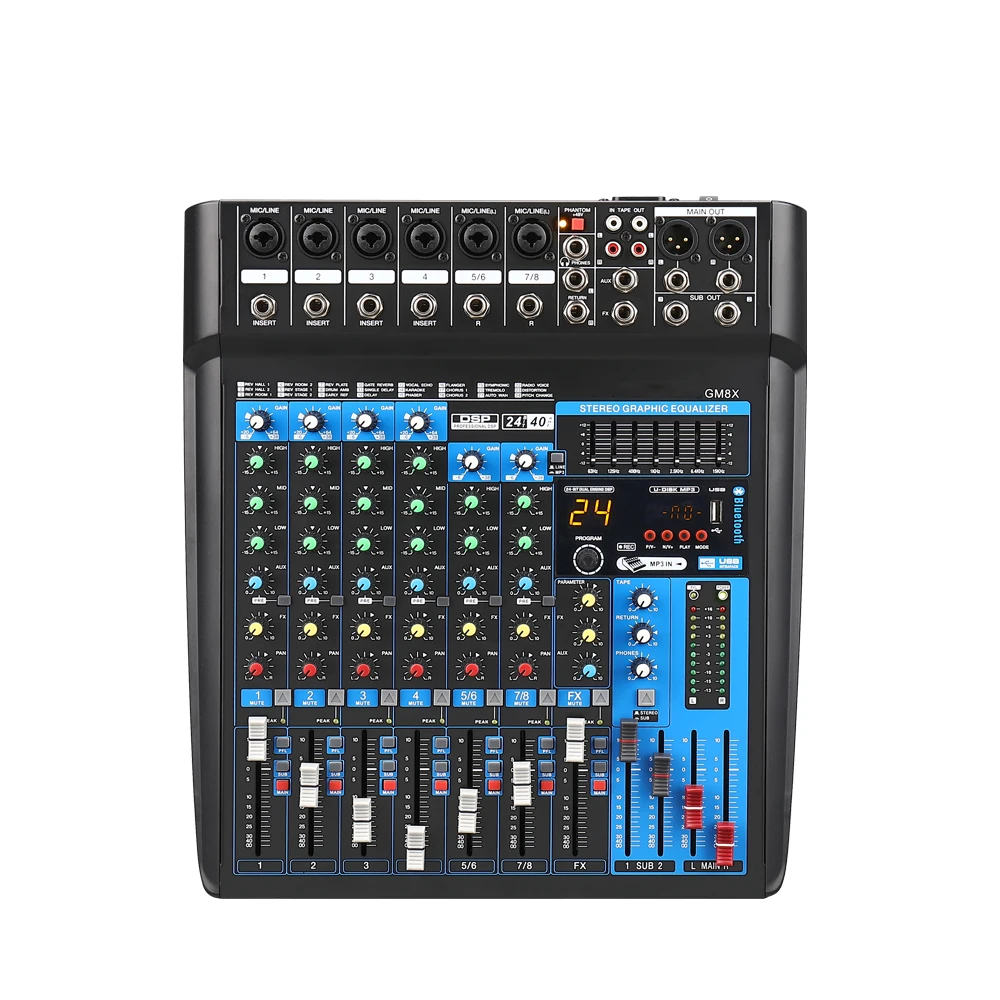 GM-8.12.16 путь домой этап с звукомикшер USB сбалансированная BT цифровой реверберации эффект миксер аудио Профессиональный