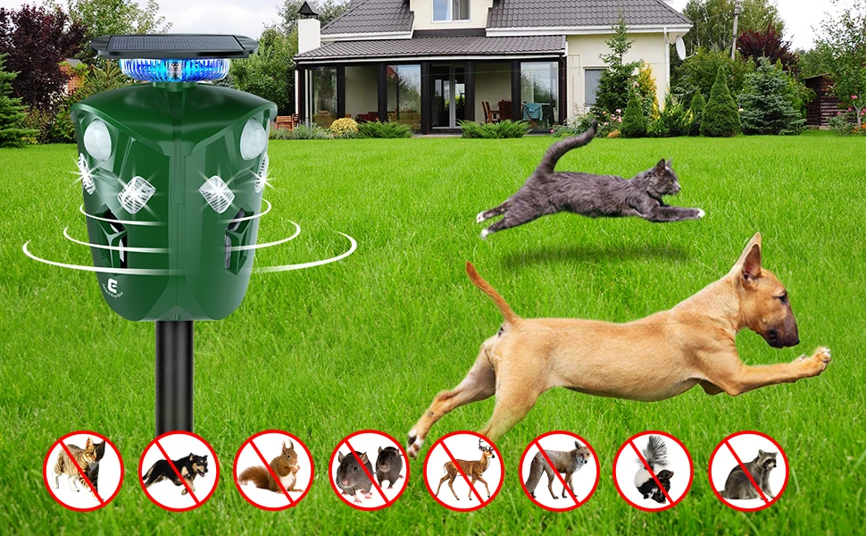 X-PEST Outdoor Solar-Powered Animal Repeller with Infrared Sensor 360 degree for Effective Pest Control Animal Repellent AR16