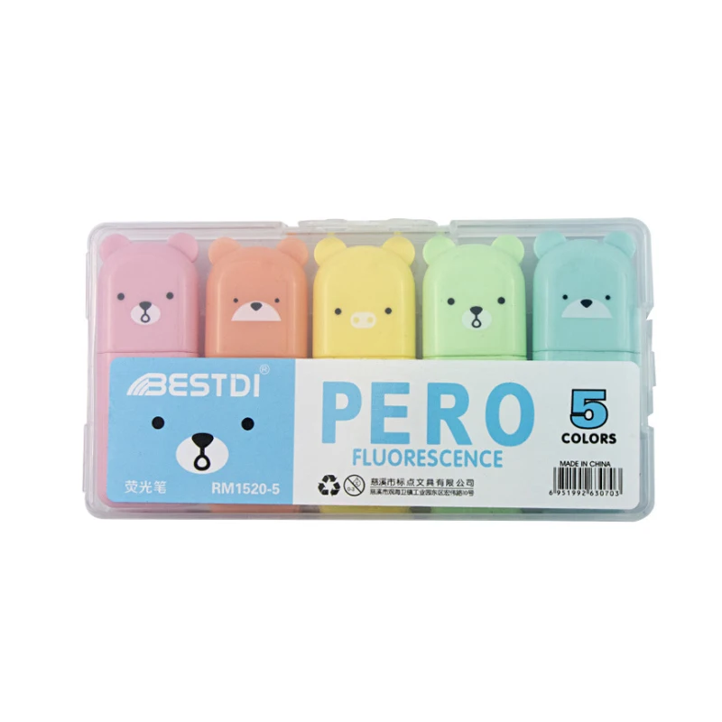 5pcs/set Promotional Creative Marker Pen Cute Mini Shape Highlighter Pen Gift Marker Color Highlighter Pen