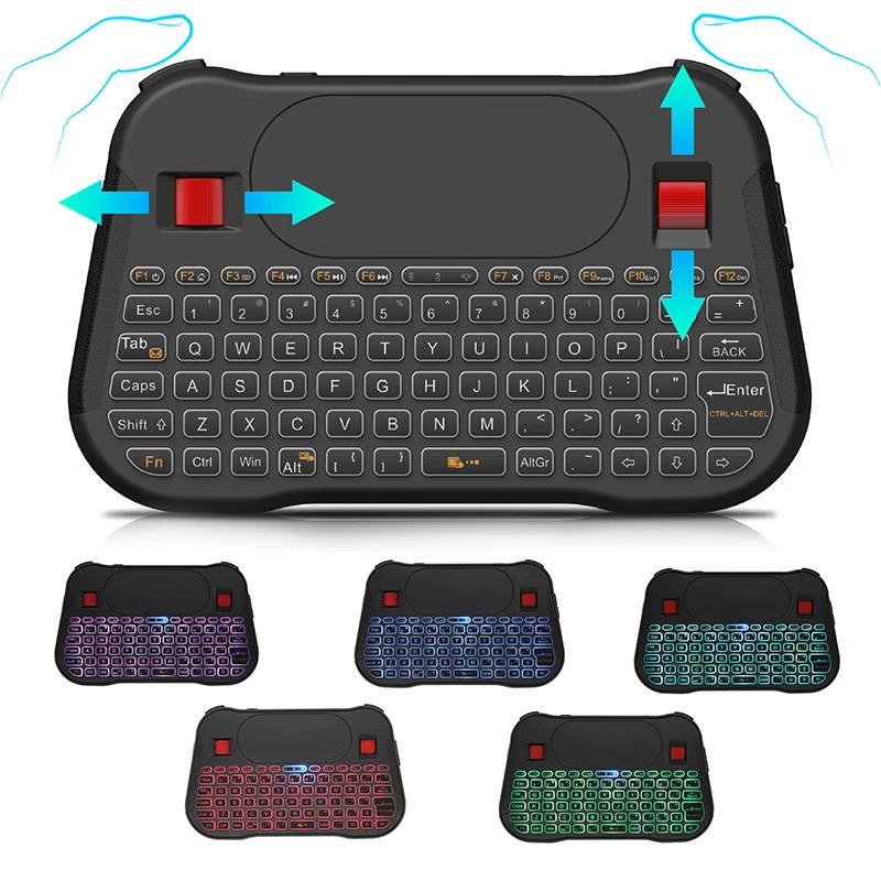 Latest Portable 2.4GHz Computer 7 colors switchable backlight Mini Trackball Wireless Keyboard and mouse for Laptop