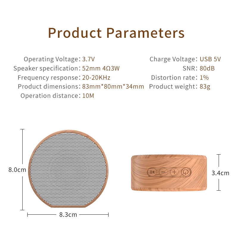 VCAN 2021 Hot Selling Fashion Design Home Decoration A60 Wooden Bluetooth Speaker