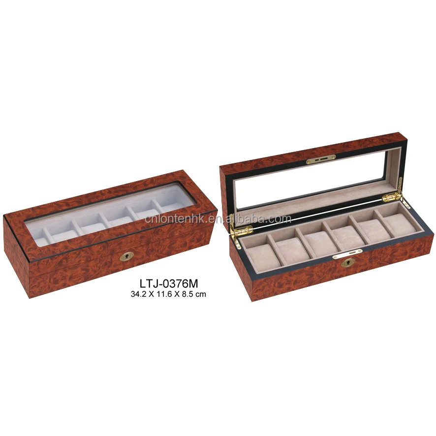 Travel Wood Watch Case Roll Brown Wristwatch gift packaging 5 Slot storage wooden Watch Box