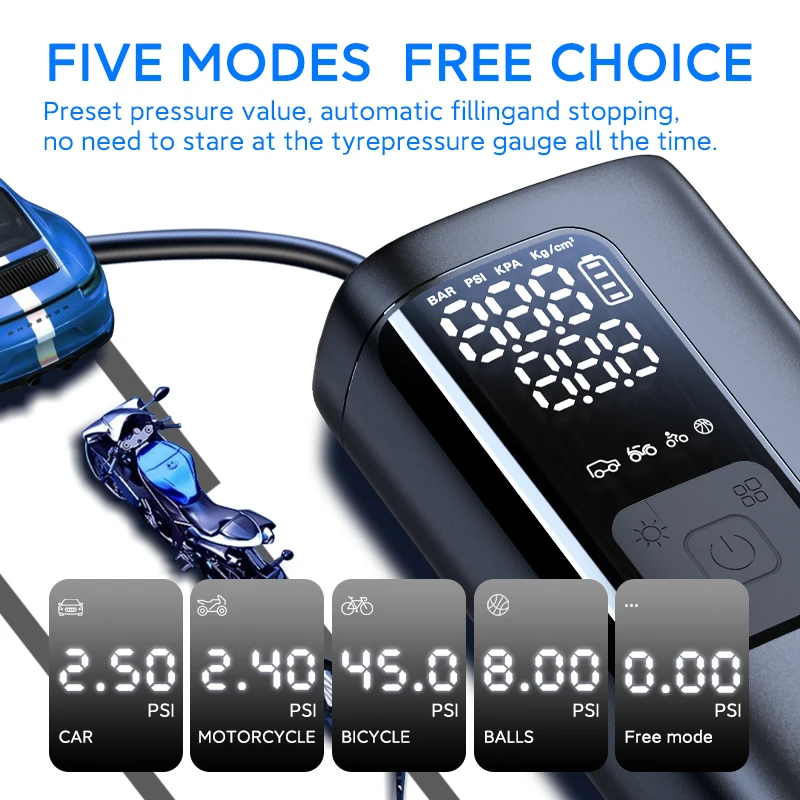 Smartnewo Selective Car Compressor Pump For Tires Wireless Car Air Compressor Electric Tire Inflator Car Pump 8V Air Compressor