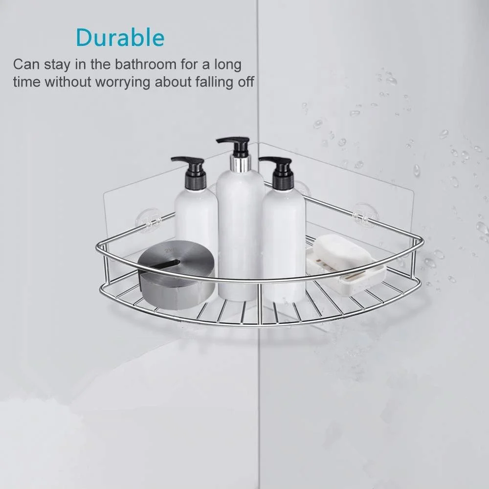 Shower Basket Storage Rack Bathroom Corner Rack Bathroom Corner Shower Caddy 2 Pack Set in Stainless Steel Material