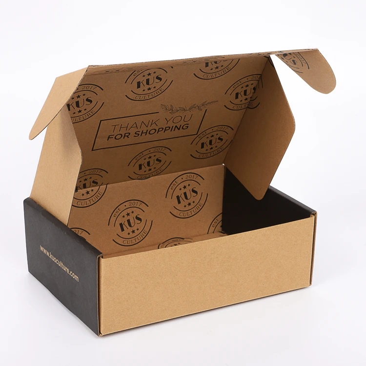  Guangdong custom reverse print brown tuck up paper cardboard garment packing shipping mail
