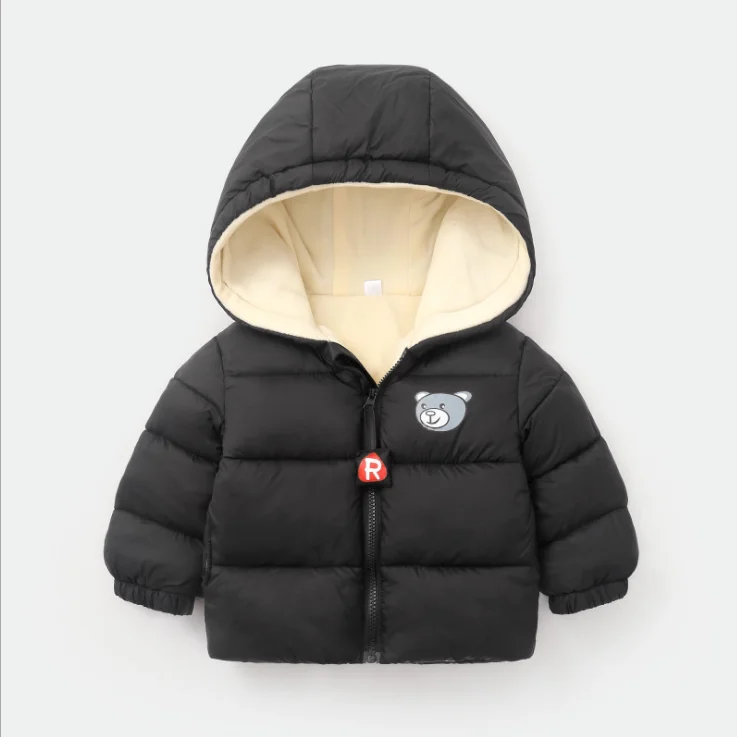  Aliexpress Лидер продаж однотонная Толстая бархатная куртка с капюшоном детское зимнее пальто для