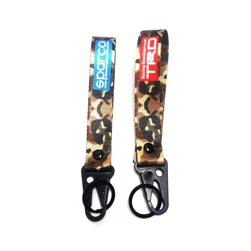 Wholesale Polyester Nylon Webbing Key Chain Camouflage Printing Design Fancy Carabiner Strap Keychain