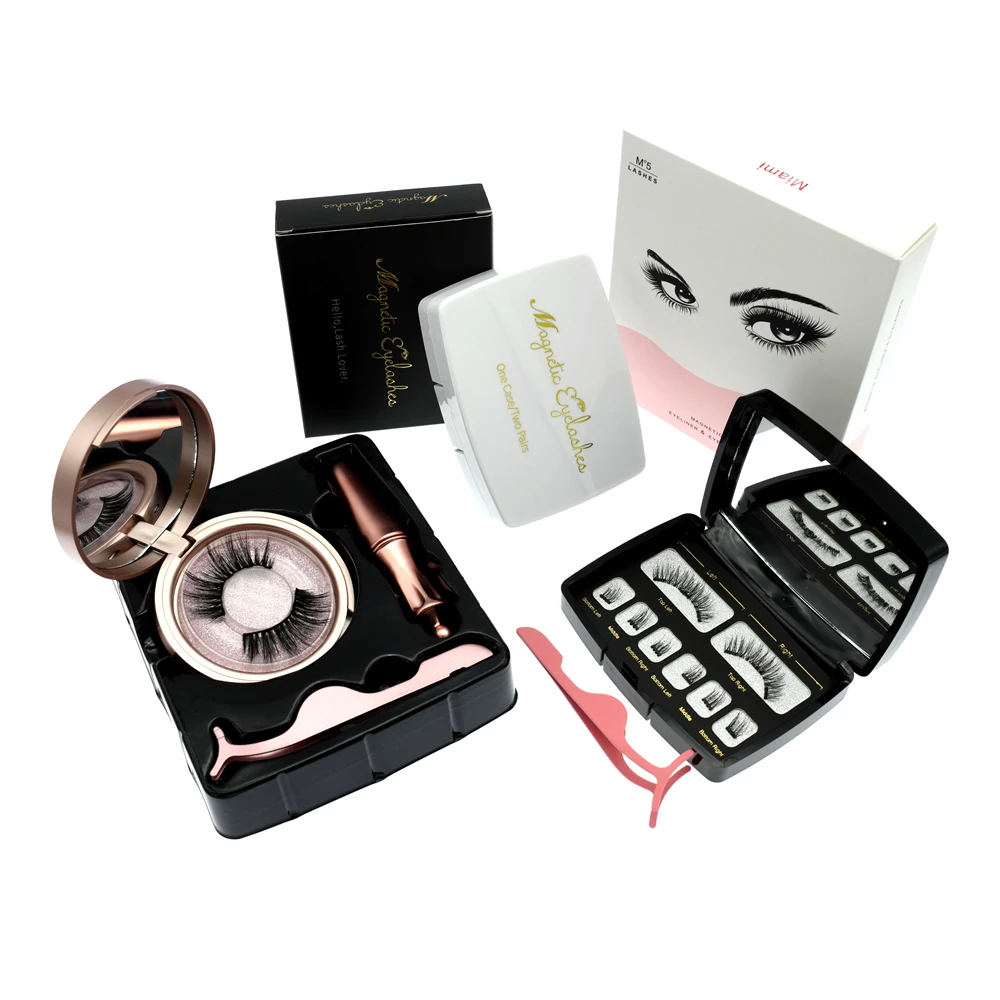 3D Makeup Magnetic Eyelashes Handmade Natural Long False Eyelash With Custom Logo Packaging Box Acrylic Magnet Lashes