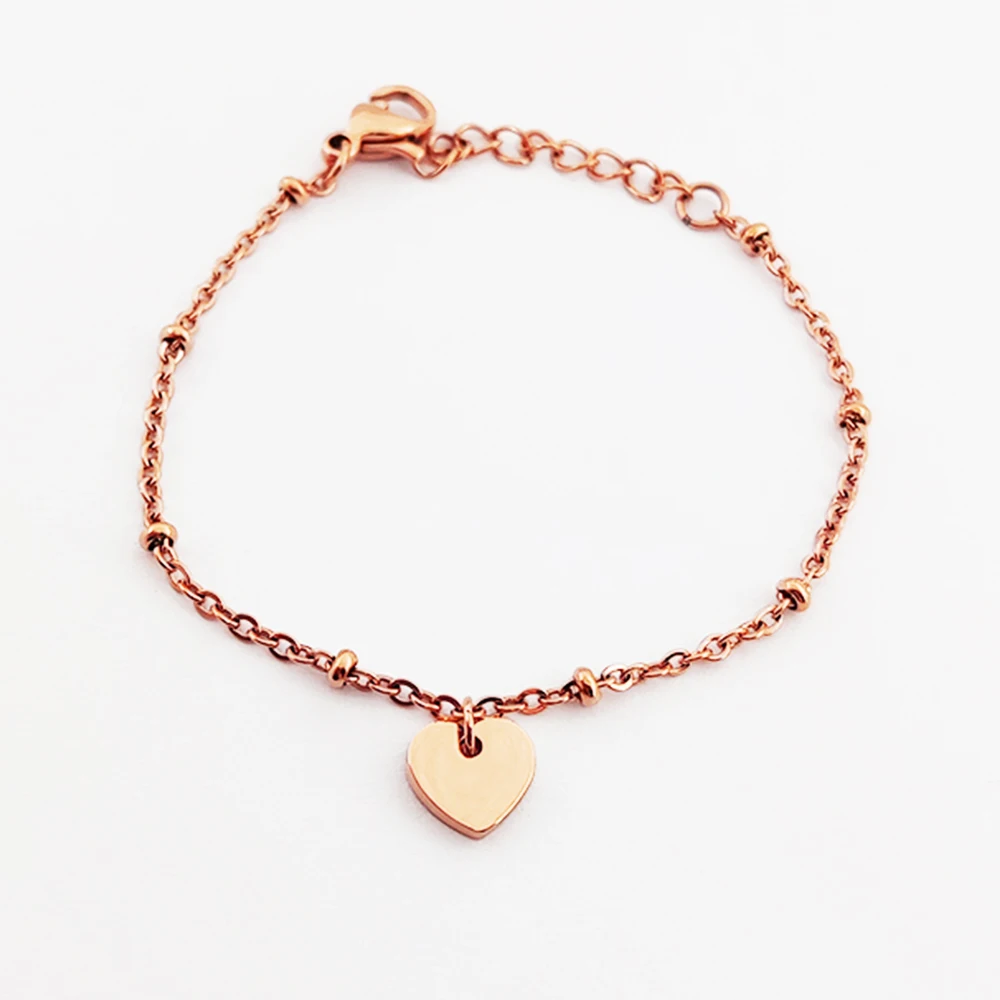 Love Heart Charm Bracelet Stainless Steel Baby Jewelry Heart Shape Chain Bracelets Gold Designer Inspired Organizador Joyas