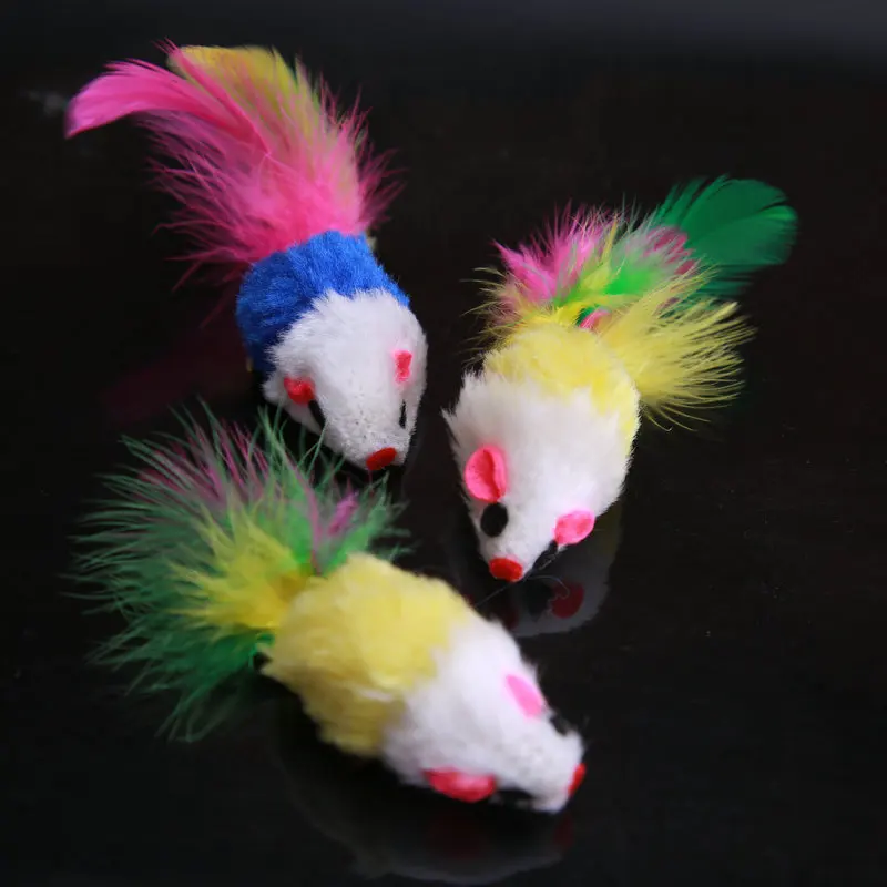 Real Rabbit Fur Mouse Cat Toy Pet Rabbit FurToy Animal 2 inches with Rattle Fur Sustainable Chew minnie mouse toys