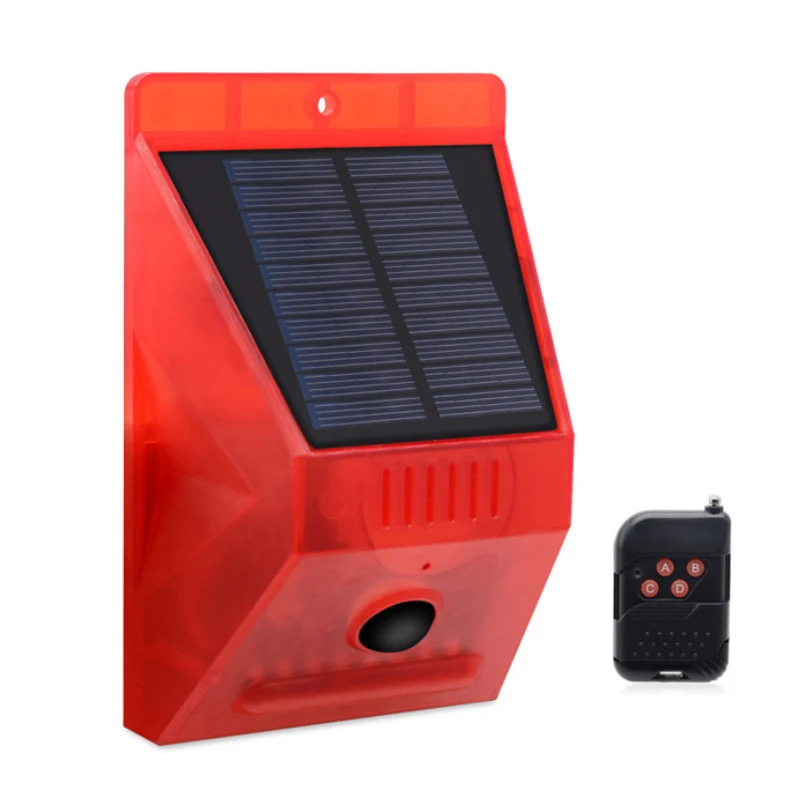 Solar 129db Motion Sensor Remote Control Alarm Light Waterproof Red LED Siren Lamp for Outbuilding Livestock Farm Barn Villa