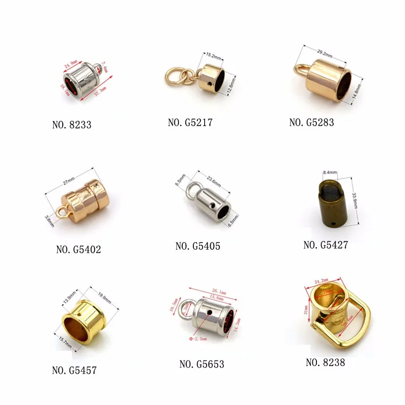 Handbag Hardware Manufacture Small Metal Stoppers Leather Cord End Capcule End With Tassel