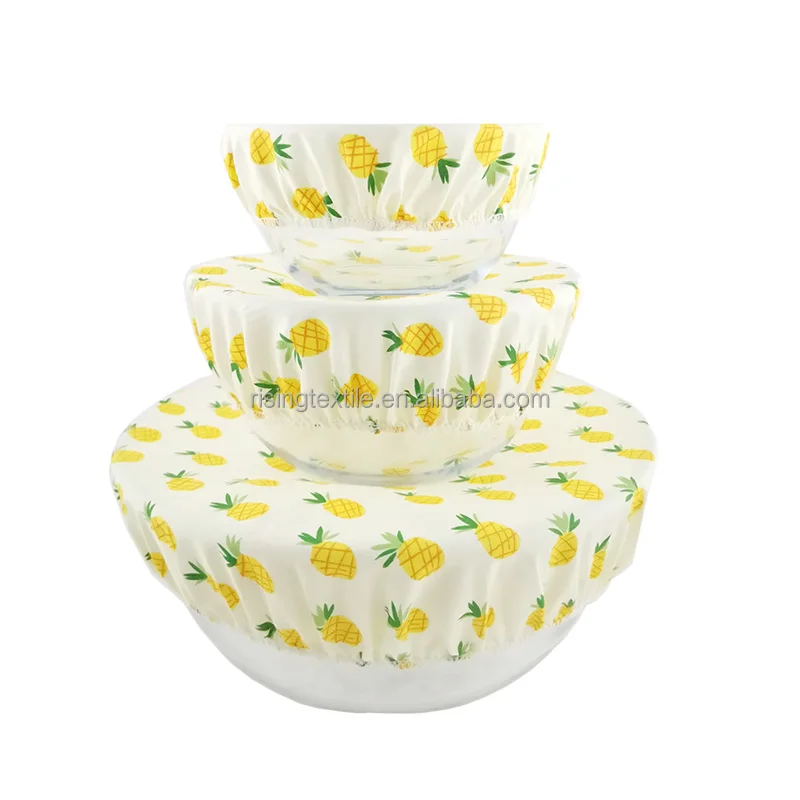 Reusable Cotton Fabric Bowl Covers for Food Storage Custom Print Cloth Bowl Covers