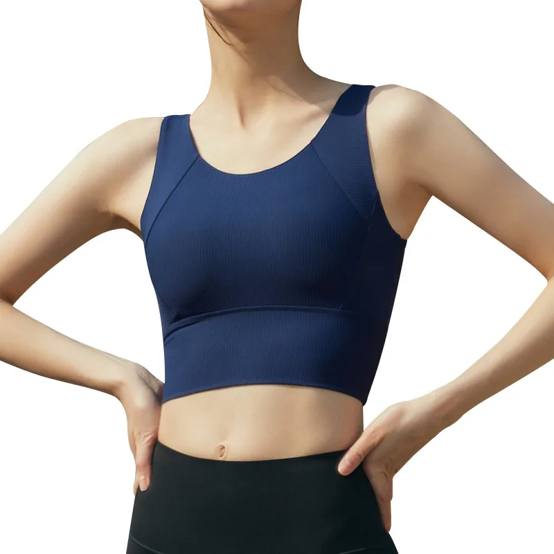 New high-strength lulu sports bra shock-proof gathering pair of breasts wear lulu yoga vest integrated chest pad fitness vest