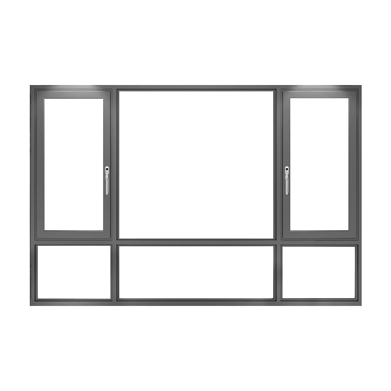 Frame double glazed window casement windows and doors with top fixed panel aluminum profile